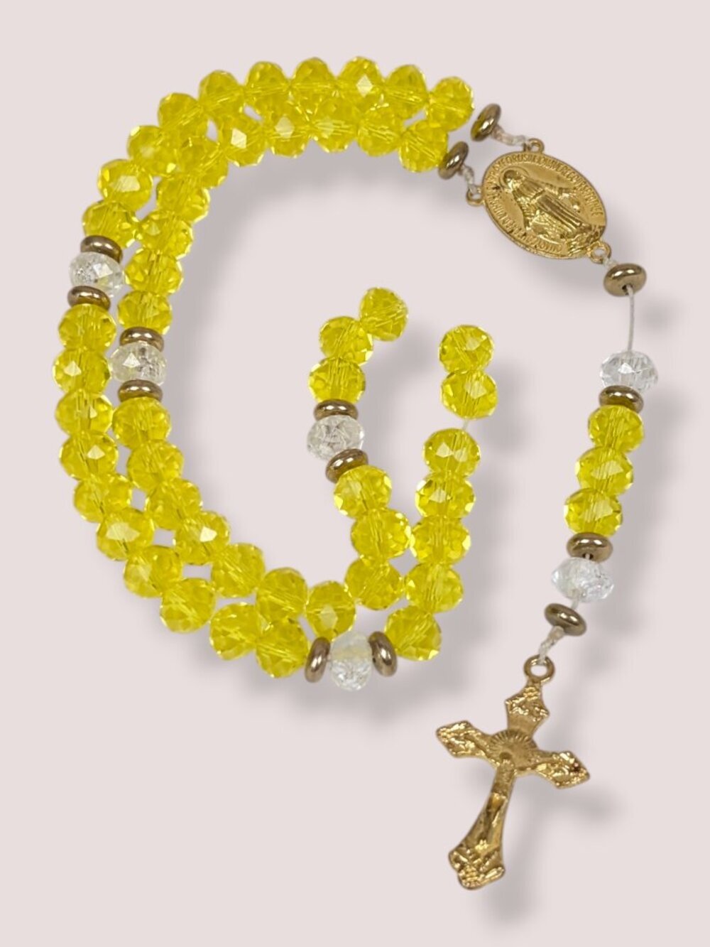 Yellow Crystal Beaded Rosary